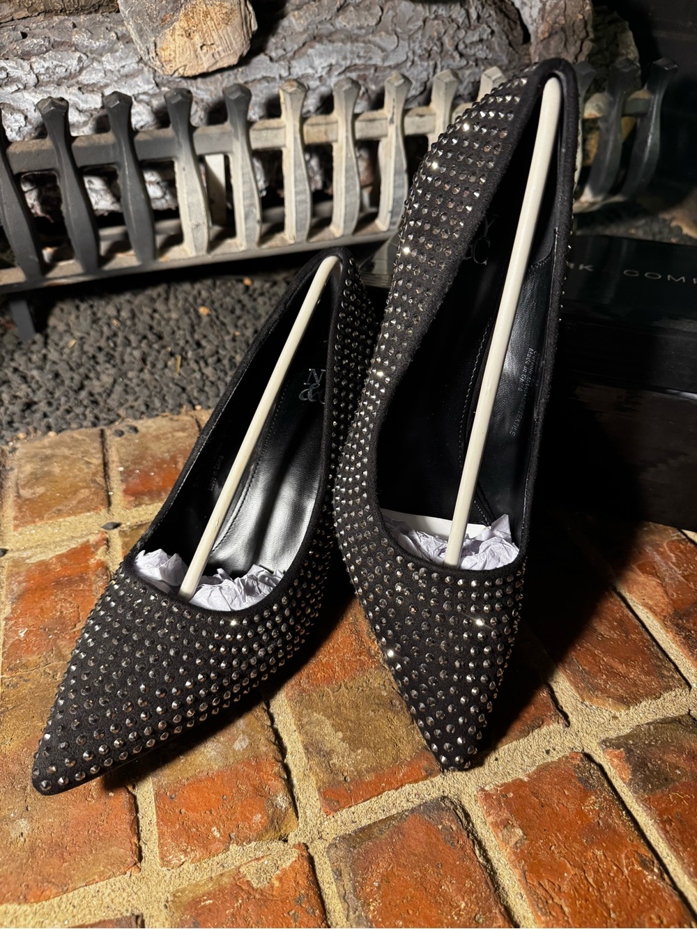 New York & Company Black Studded Pointed-Toe Heels